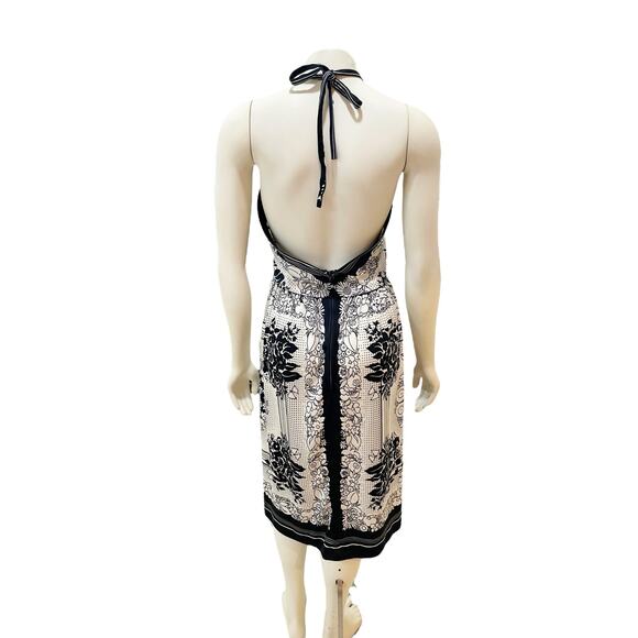 Parade Black and White Halter Floral Vintage Dress Open Back Sz 4 - Picture 10 of 13